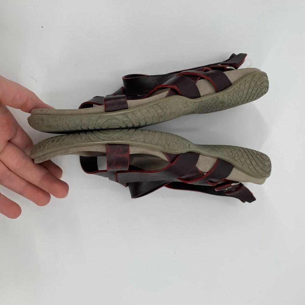 PRADA Strappy Sandal Leather Burgundy 38.5 Shoe - Picture 4 of 11